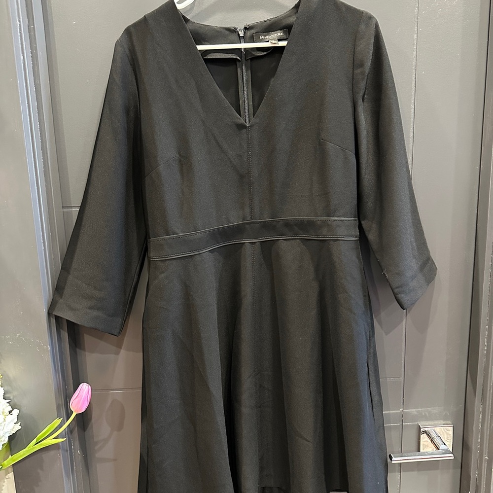 Banana Republic Elegant Black V-Neck Dress